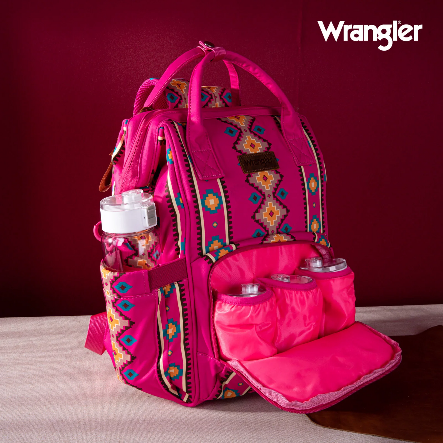 PAÑALERA WRANGLER WG2204-9110 Aztec Printed Callie Backpack - Hot Pink