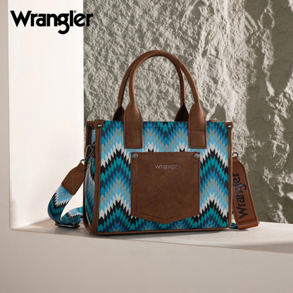 BOLSO WRANGLER WG2211-8120S Southwestern Pattern Dual Sided Print Concealed Carry -Tote/Crossbody - JEAN