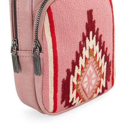 BOLSO WRANGLER WG174-210HPK Southwestern Knitted Sling Bag - Hot Pink