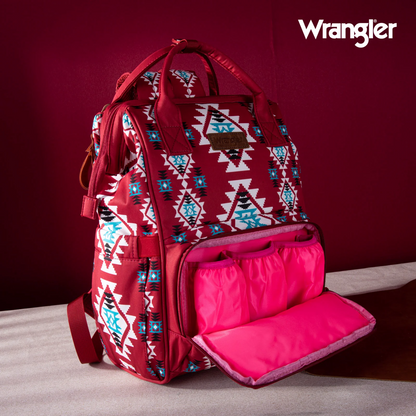 PAÑALERA WRANGLER WG2204-9110 Allover Wrangler Aztec Printed Callie Backpack - Burgundy