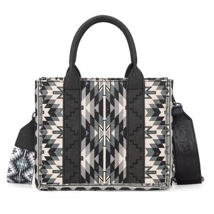 BOLSO WRANGLER WG2213-8120S Southwestern Pattern Dual Sided Print -Tote/Crossbody -BLACK