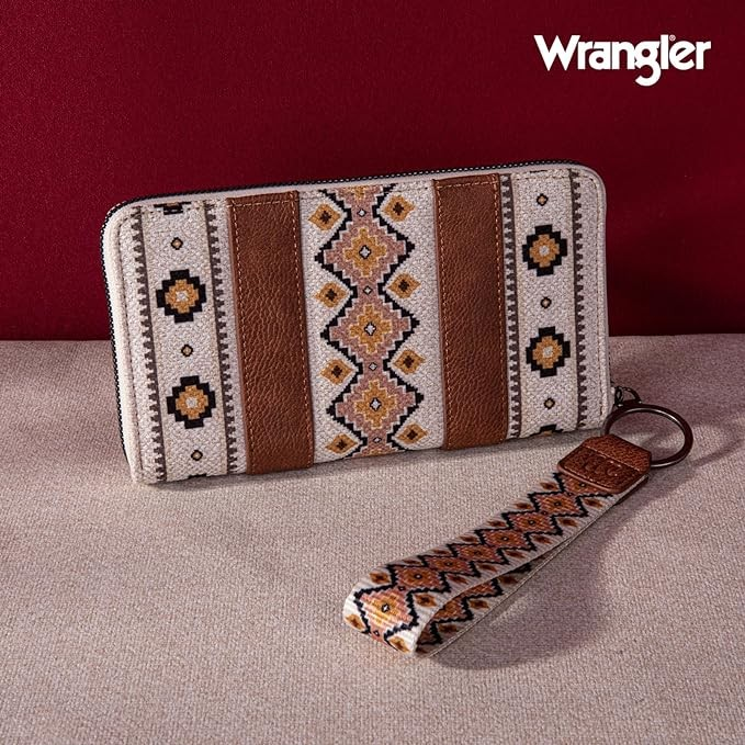 CARTERA WRANGLER Southwestern Art Print Wallet Coffee WG2202-W006CF