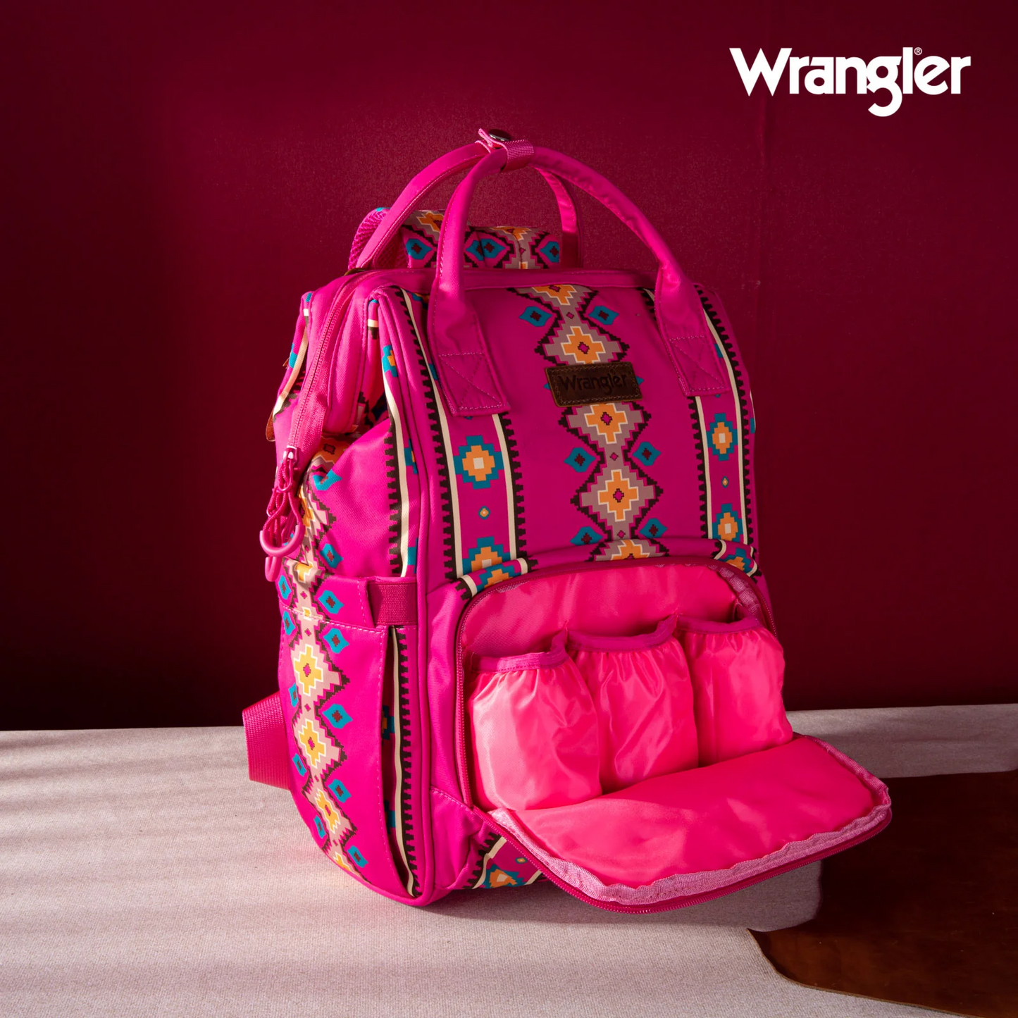 PAÑALERA WRANGLER WG2204-9110 Aztec Printed Callie Backpack - Hot Pink