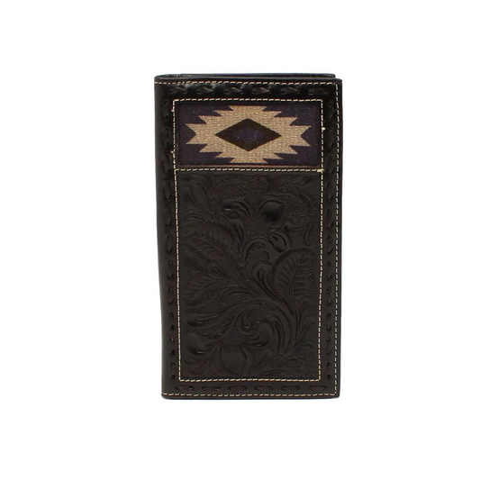 CARTERA NOCONA Men's Black Leather Tooled Inlay Rodeo Wallet N500041001